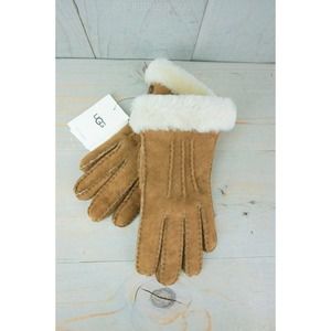 UGG CARTER TECH chestnut SUEDE SHEEPSKIN GLOVES WOMENS SMALL NWT